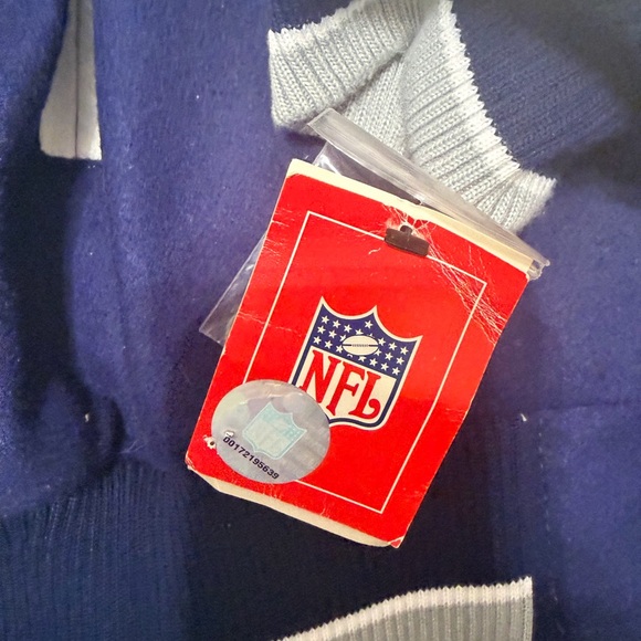 NFL Blue and White Varsity Jacket with Team Patches - Picture 5 of 5